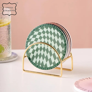 Posavasos de cerámica redondo de sublimación de estilo clásico impreso OEM Posavasos de corcho redondo trasero de corcho natural - Product Image 6