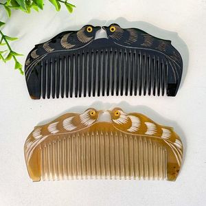 PRAN NATURAL CUSTOMIZED HANDMADE HORN <b>COMB</b> with Fine and <b>Wide</b> Teeth Handmade Buffalo Horn <b>Comb</b> for Hair Styling - Product Image 2