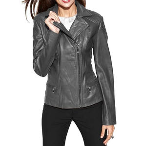 Bombardier Biker de haute qualité, élégant et personnalisé, avec logo pour femmes, veste en cuir véritable matelassée, fermeture à glissière, mode en gros OEM - Product Image 4