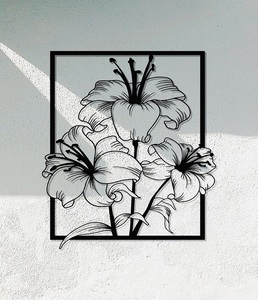 Art mural en métal sur le thème de la botanique moderne pour la décoration de la maison Design élégant de feuilles et de fleurs pour les murs du salon et du bureau - Product Image 4