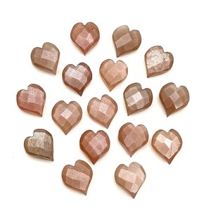 Cuentas de Piedra Lunar en Forma de Corazón, Piedras Lunares Naturales Talladas a Mano para la Fabricación de Joyas, Corazón Facetado de 13 mm - Product Image 6