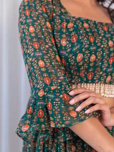 Top corto de Georgette para adultos de verano, bordado a mano, diseño de hoja perenne, ropa ocasional para ropa fabricada India pakistaní - Product Image 2