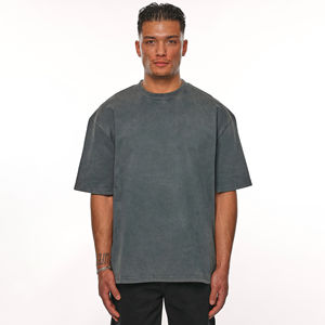 Venta al por mayor de camisetas vintage de gran tamaño personalizadas para hombres 100% algodón peinado lavado ácido logotipo personalizado de talla grande Jersey sólido Suelto - Product Image 1