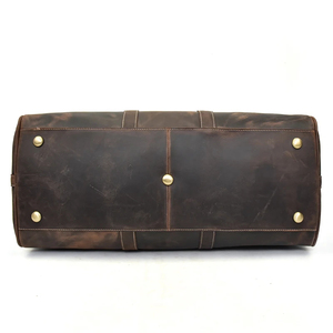 Bolsa de Viaje de Fin de Semana de Cuero con Cierre de Cremallera, Color Marrón, Resistente - Product Image 3
