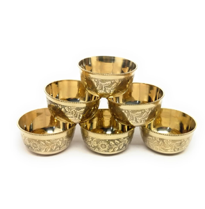 Polished Brass <b>Dessert</b> <b>Bowl</b> 6-Piece Set Classic Design Dishwasher Safe Eco-Friendly Dinner Table Decorative Item Crafts - Product Image 2