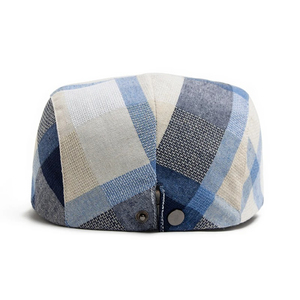 Nouveau multicolore Plaid béret femmes décontracté pare-soleil plat chapeau Vintage mode bérets hommes gavroche casquettes été bouton réglable - Product Image 2