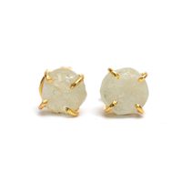 8-10mm pierre aigue-marine brute plaqué or ensemble de broches boucles d'oreilles à la main pierre de naissance délicate bijoux minimalistes pour les femmes