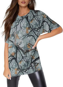 Camisetas de camuflaje para mujer, camisetas de manga corta de gran tamaño a la moda con hojas de árbol, camisetas de verano gráficas de camuflaje, camisetas de gran tamaño de alta calidad - Product Image 4