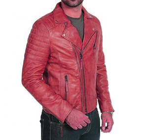 2025 nuevo estilo de chaqueta de cuero genuino para hombre, chaqueta acolchada de motorista informal, cuello levantado, decoración de piel de invierno Reversible multicolor - Product Image 5