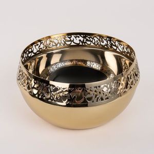 Bol à chocolat en métal jetable de luxe finition or, design laser arabe, bol de service pour fruits secs et dattes pour mariage - Product Image 4