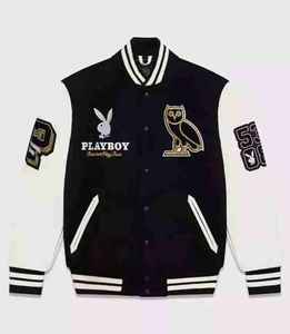 Bomber Varsity Jacket Style Décontracté Corps en Laine Manches en Cuir Véritable Letterman - Product Image 1