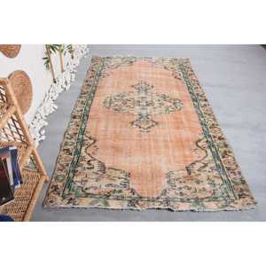 พรมวินเทจลายต้นไม้สีเบจ ขนาด 4.7x7.8 ฟุต ผลิตในตุรกี ทำจากขนสัตว์ - Product Image 1