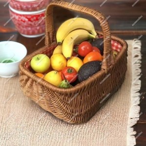 El más nuevo regalo de flores para fiesta de boda, contenedor de pan de fruta, artesanía decorativa hecha a mano, Cestas tejidas de mimbre redondas con asa - Product Image 4