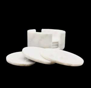 Elegant Round Polished Marble <b>Coaster</b> Set Best Quality <b>Drink</b> Pads in Classic Style <b>for</b> Weddings Corporate Gifting with Gift Box - Product Image 2