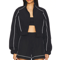 Ensemble de survêtement personnalisé hiver grande taille, imprimé uni, respirant, décontracté, en nylon et polyester, imperméable, avec logo brodé, coupe-vent
