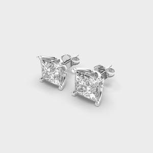 Boucles d'oreilles clous en or blanc/rose/jaune 18 carats avec diamants de laboratoire taille princesse pour femme (OEM) - Product Image 6