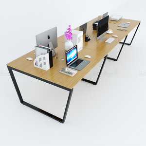 โต๊ะกลุ่ม 6 ชิ้น รุ่น BFTB013-TrapezBamboo ขนาด 360x120 ซม. พร้อมขาเหล็กประกอบสำเร็จสำหรับร้านอาหาร - Product Image 1