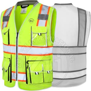 Vêtements de travail de construction imperméables en polyester fluorescent noir de classe 2 ZUNEZI INTERNATIONAL avec bande réfléchissante de sécurité - Product Image 2