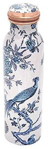 Botella de agua de cobre con diseño de pavo real intrincado hecho a mano de calidad superior, duradera y a prueba de fugas, fácil de llevar para agua hirviendo - Product Image 6