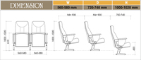 Chaises d'auditorium haut de gamme avec dossier et accoudoirs rembourrés pour les établissements éducatifs et les entreprises