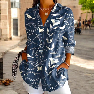 2025 estate nuovi arrivi camicie da <span class=keywords><strong>donna</strong></span> a maniche lunghe, camicie alla moda lunghe con fantasie stampate in 3D - Product Image 1