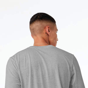 mens heather grey <b>plain</b> solid blank casual <b>long</b> <b>sleeve</b> tshirt crewneck basic tee <b>top</b> - Product Image 3