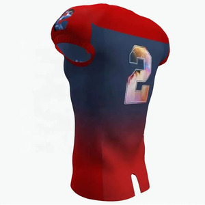 Nouvel ensemble d'uniformes de football américain unisexe, 100 % polyester, manches courtes, avec logo personnalisé, séchage rapide, évacuation de l'humidité - Product Image 5