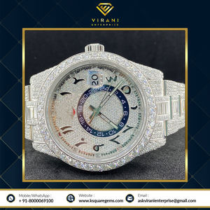 Edición limitada Iced Out VVS Clarity Moissanite Diamond Studded Oyester Reloj analógico de acero inoxidable blanco completo al menos precio - Product Image 3