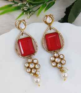 Boucles d'oreilles en moissanite polki et doublet de qualité supérieure, port minimale, parfaites pour les soirées, les occasions festives, les mariages - Product Image 5