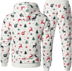 Conjunto de Chándal Navideño para Hombre, Sudadera con Capucha y Pantalones Deportivos Estampados, Cálidos para Otoño e Invierno, 100% Algodón de Felpa - Product Image 3