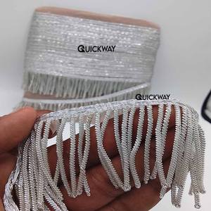 Silver Bullion Fringe Tassel Trimmings Bespoke Metallic Gilt Silver Fringe Liturgical Religious Fringes Metallic & Bullion <b>Wire</b> - Product Image 4