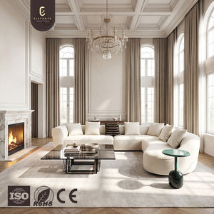 Canapé modulaire élégant et courbé avec tissu texturé raffiné et proportions sculpturales pour salons de manoirs de luxe - Product Image 1