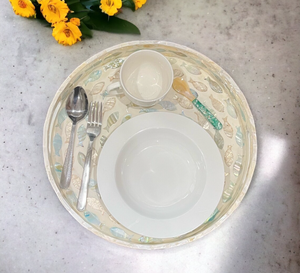 Meilleure vente plateau hexagonal incrusté de nacre personnalisable plateau de service vadrouille en rotin avec motif de coquilles incrustées - Product Image 2