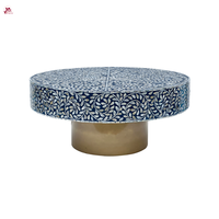 Table basse élégante et moderne en nacre bleue, incrustation de coquillages faite à la main, taille réglable et personnalisable, mobilier pour la maison