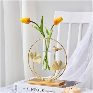 Vase à fleurs en métal élégant, accessoire décoratif pour la maison, l'hôtel, la décoration de table de mariage - Product Image 3