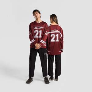 Striker Full Sleeves Burgundy Football Jersey Sublimation Printed Polyester Top <b>Soccer</b> Sports Wear with Number Pattern - Product Image 1