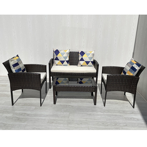 Made in Vietnam Modern Premium All-Weather Outdoor 4-Piece Rattan Sofa Set with Polyester Cushions for Garden Furniture Patio - Product Image 2