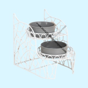 Elegant 2-Tier Metal Pet Feeder <b>Stand</b> Gray Iron <b>Food</b> Safe Bowls Durable Holder for Cats and Small <b>Dogs</b> Home Use - Product Image 6