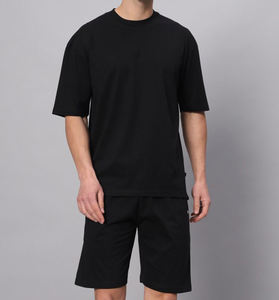 Conjunto de camiseta de manga corta informal de verano con logotipo personalizado para hombre, Conjunto de camiseta deportiva de dos piezas - Product Image 1