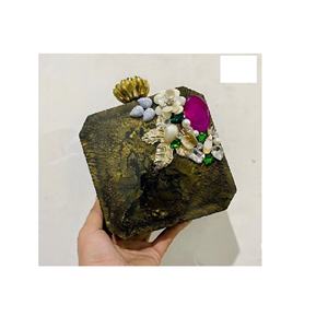 Pochette de Soirée Vintage Européenne en Résine, Portable et Tendance, pour Mariages et Événements, Design Créatif avec Chaînes et Perles Décoratives - Product Image 1