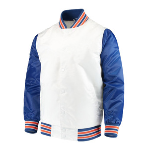 Vintage Satin Winter Casual Stand Solid Color Dyed Varsity Jacket Men Women Trendy Streetwear Baseball Bomber Custom Logo Coat - Product Image 5