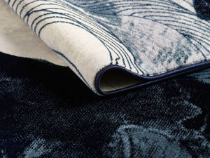 พรมตุรกีหรูหรา ผลิตด้วยเครื่องจักร รุ่น Shirink Flosh สีน้ำเงิน สำหรับห้องนั่งเล่น คุณภาพพรีเมียม จากผู้ผลิตในเมืองกาเซียเตป - Product Image 2