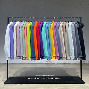 Sudadera con capucha de hombro para hombre caído con estampado bordado de logotipo personalizado teñido liso para la temporada de invierno - Product Image 2