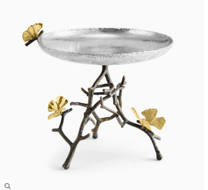 Plateaux décoratifs floraux en acier inoxydable et laiton à la mode et bols de supports à gâteaux pour comptoirs et dessus de table dans la pièce maîtresse de la maison - Product Image 1