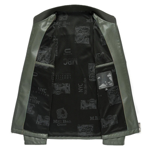 2025 monde nouvelle veste en cuir pour hommes col montant veste décontracté affaires haut de gamme veste épaisse et mince peut choisir OEM - Product Image 5