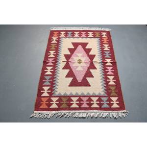 พรมวินเทจ ขนาด 2.8x3.9 ฟุต พรมขนาดเล็ก สีแดงเบจ ทำจากขนสัตว์ - Product Image 5