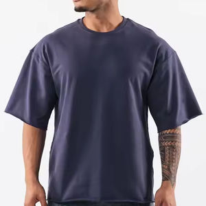 T-shirt à col rond 100% coton pour hommes, jersey vierge à motif uni de haute qualité, fabrication sur mesure, vente en gros - Product Image 2