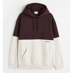 Nouveaux hommes de haute qualité bloc de couleur blanc et marron couleur sweat à capuche votre propre cou étiquette impression étiquette sweats à capuche - Product Image 6