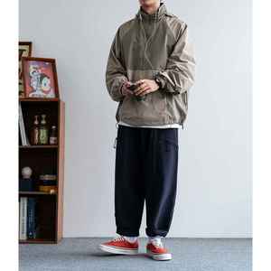 Chaqueta cortavientos de nailon deportiva personalizada para hombre, Sudadera con capucha impermeable Retro Vintage para correr al aire libre, grosor fino - Product Image 3