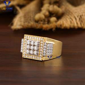 1.37 TDW diamant rond couleur EF-VS bague en or jaune breloque stellaire diamant bande par Labstone - Product Image 2